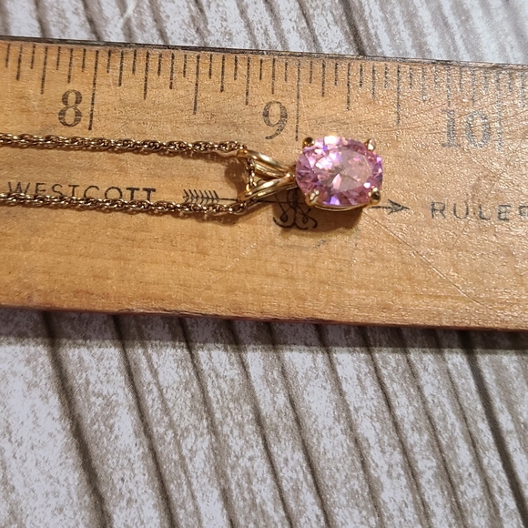 5.6ct Oval Pink Topaz Slide Pendant on approx. 18inch Rope Chain - Picture 7 of 8